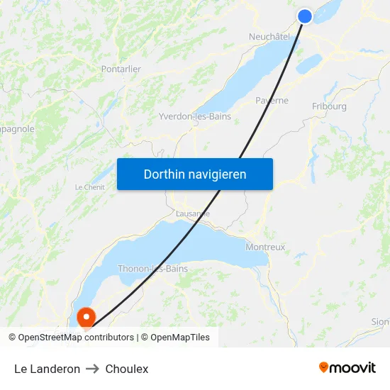 Le Landeron to Choulex map