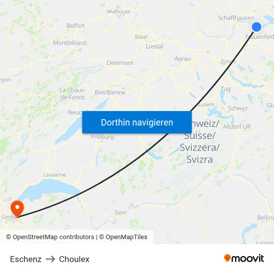 Eschenz to Choulex map