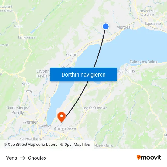 Yens to Choulex map