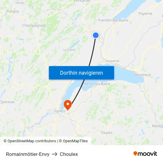 Romainmôtier-Envy to Choulex map