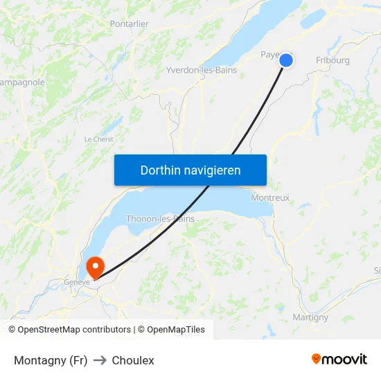 Montagny (Fr) to Choulex map