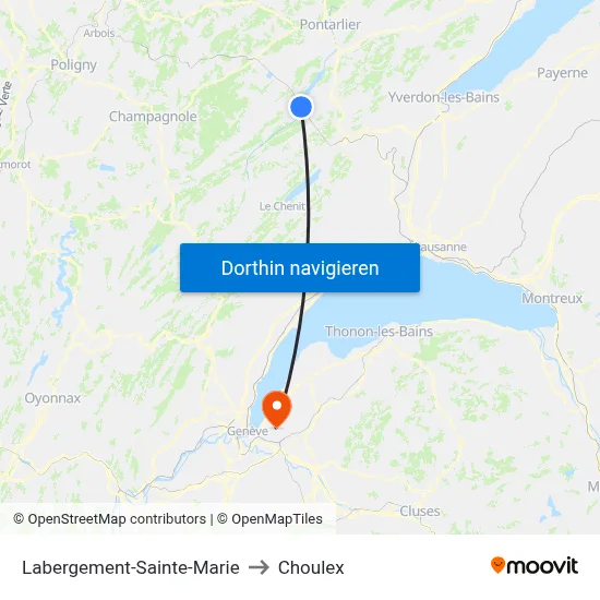 Labergement-Sainte-Marie to Choulex map
