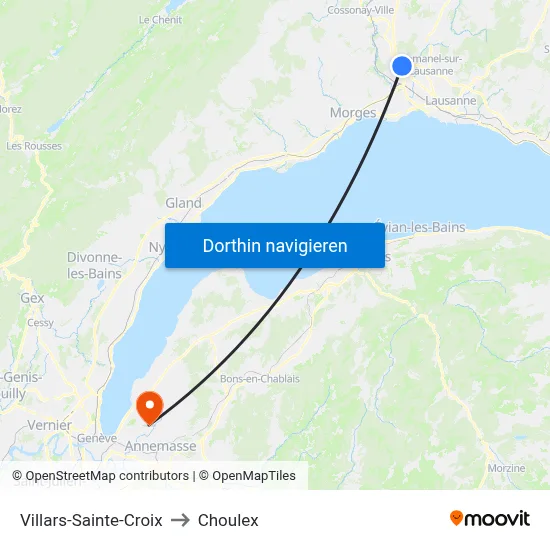 Villars-Sainte-Croix to Choulex map