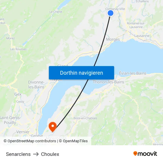 Senarclens to Choulex map
