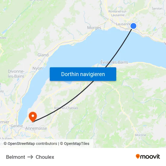 Belmont to Choulex map