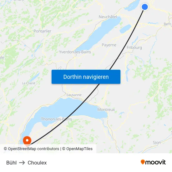 Bühl to Choulex map