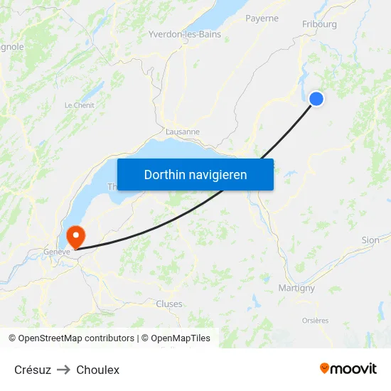 Crésuz to Choulex map