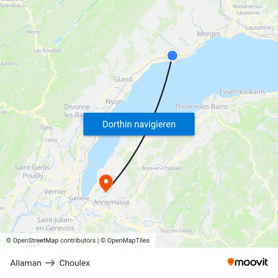 Allaman to Choulex map