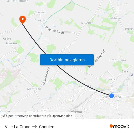 Ville-La-Grand to Choulex map