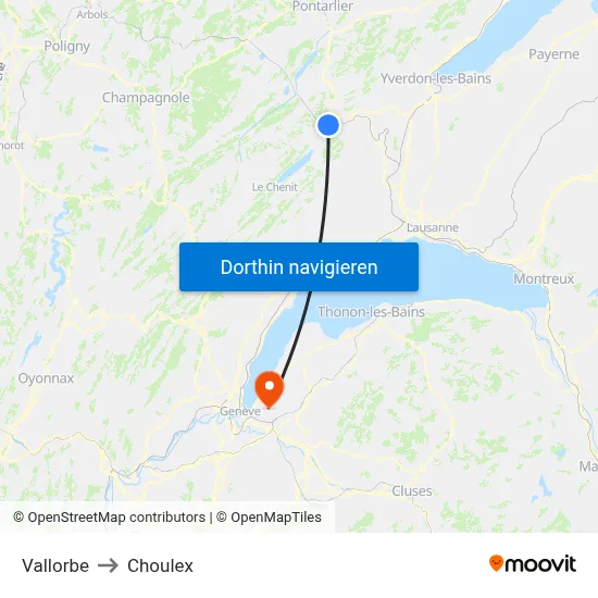 Vallorbe to Choulex map