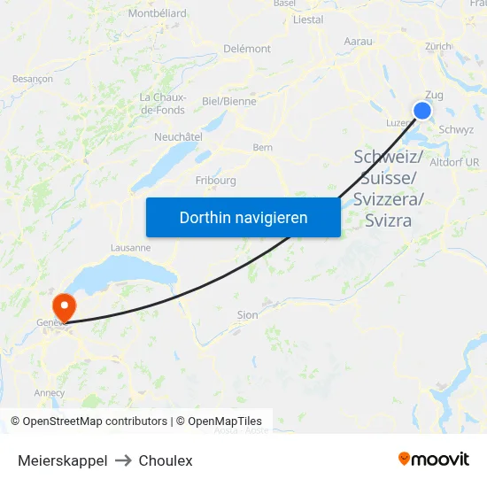 Meierskappel to Choulex map