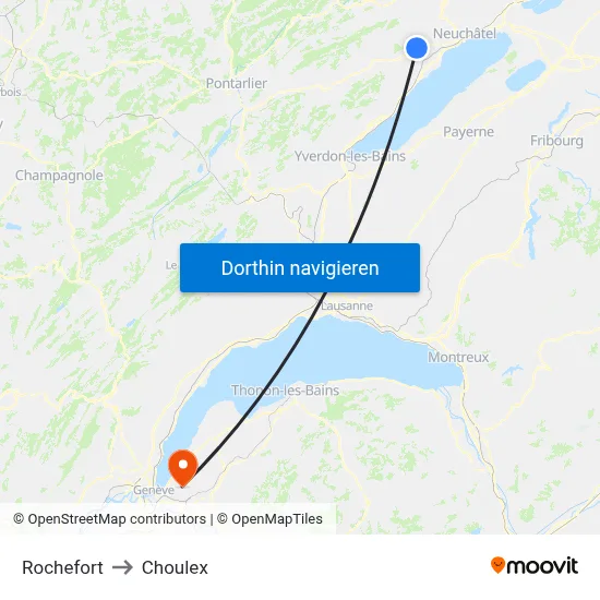 Rochefort to Choulex map