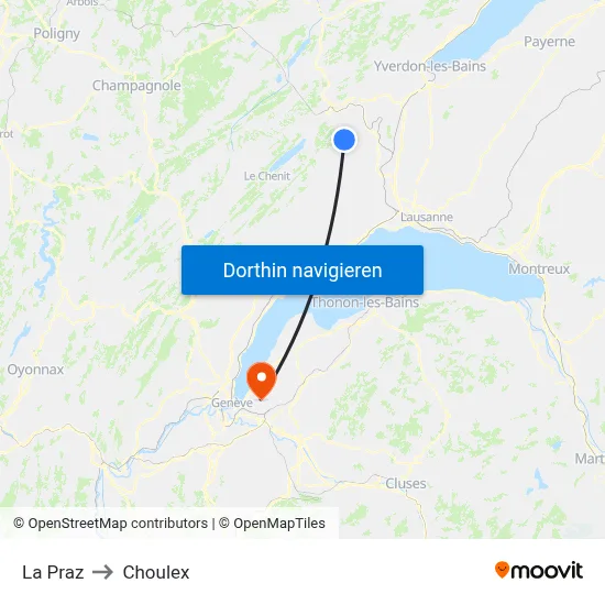 La Praz to Choulex map