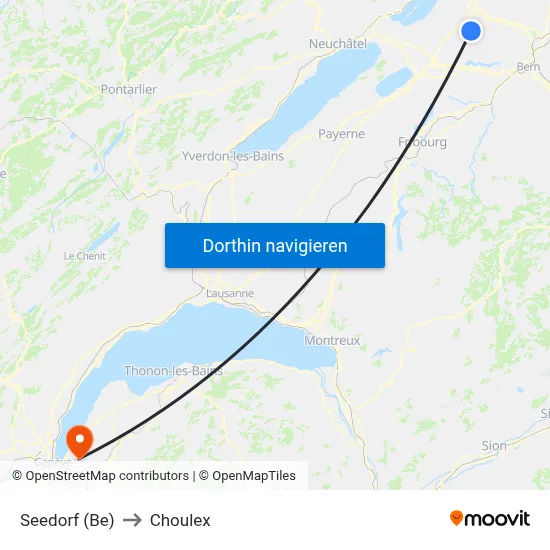 Seedorf (Be) to Choulex map