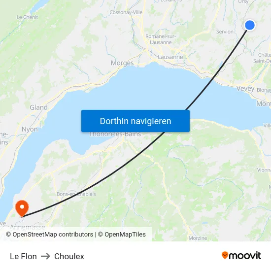 Le Flon to Choulex map