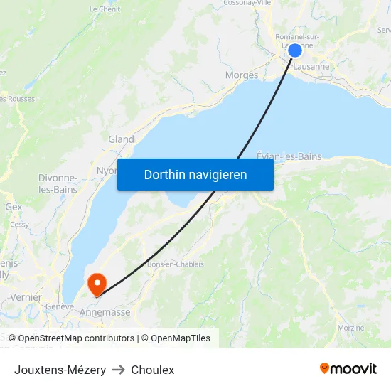 Jouxtens-Mézery to Choulex map