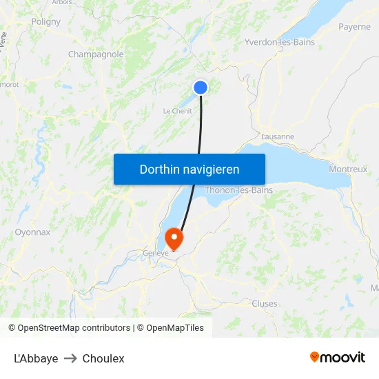 L'Abbaye to Choulex map