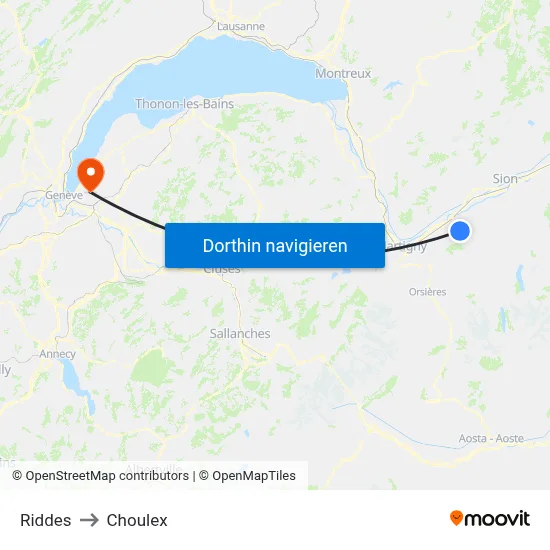 Riddes to Choulex map