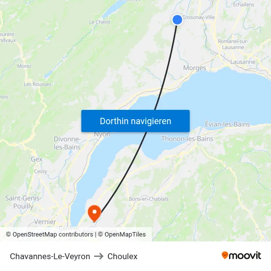 Chavannes-Le-Veyron to Choulex map