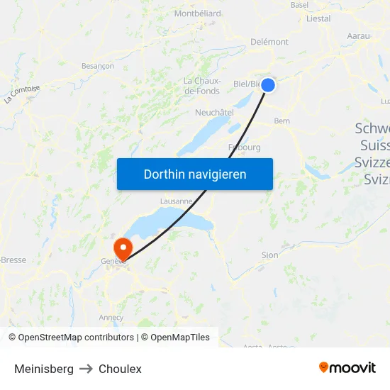 Meinisberg to Choulex map