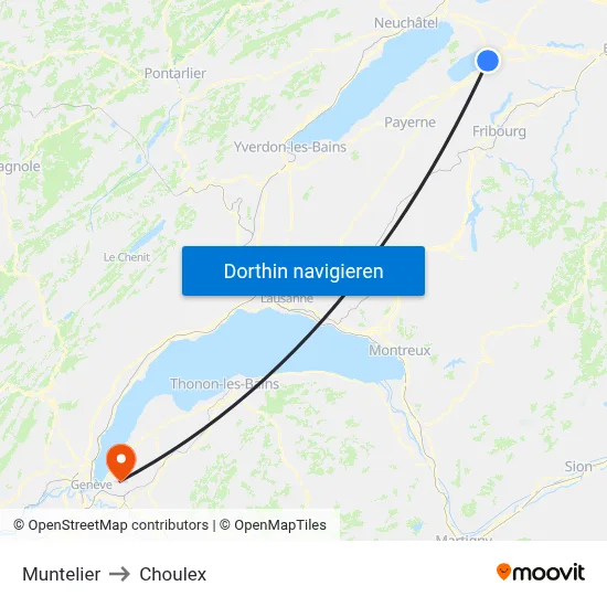 Muntelier to Choulex map