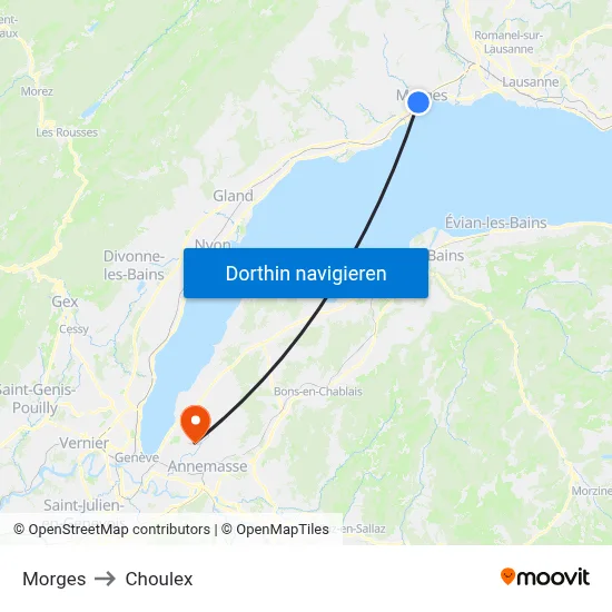 Morges to Choulex map