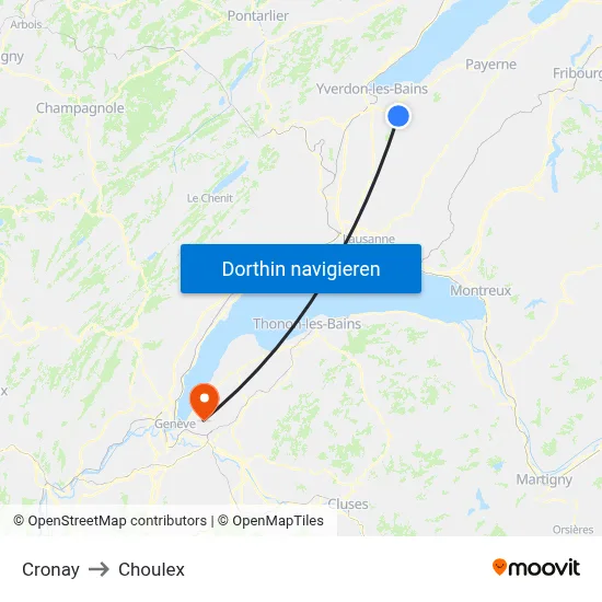 Cronay to Choulex map