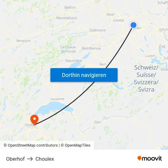Oberhof to Choulex map