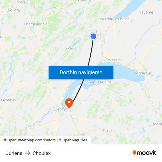 Juriens to Choulex map