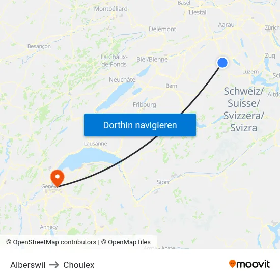 Alberswil to Choulex map