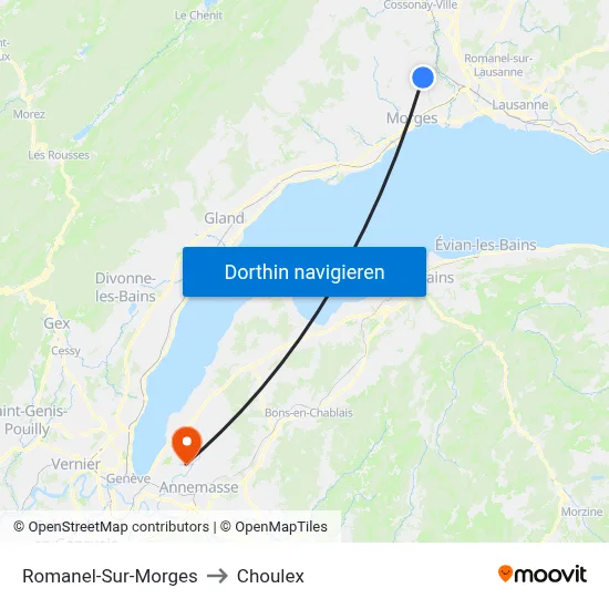 Romanel-Sur-Morges to Choulex map