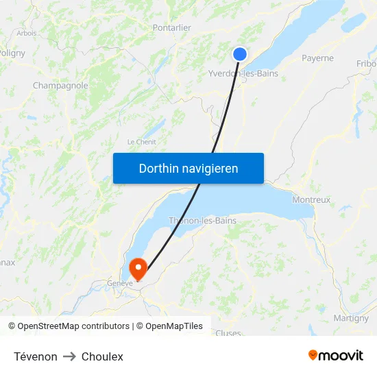 Tévenon to Choulex map