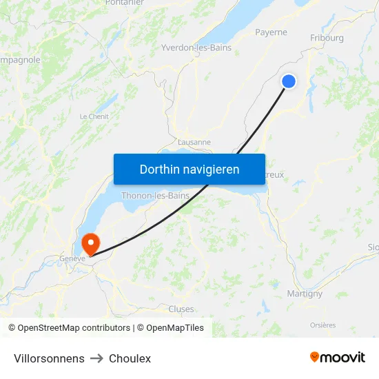 Villorsonnens to Choulex map