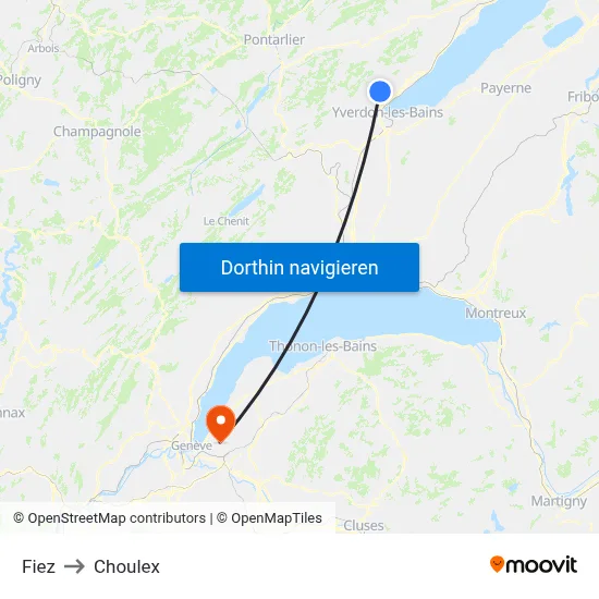 Fiez to Choulex map