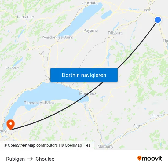 Rubigen to Choulex map