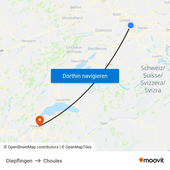 Diepflingen to Choulex map