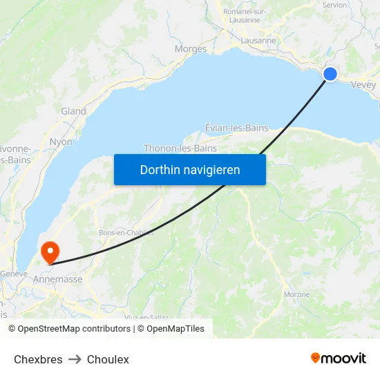 Chexbres to Choulex map