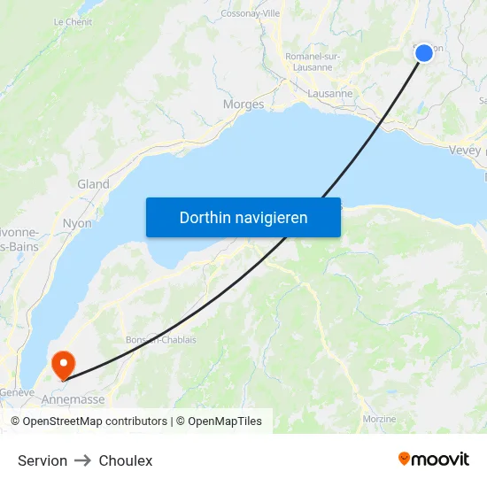 Servion to Choulex map