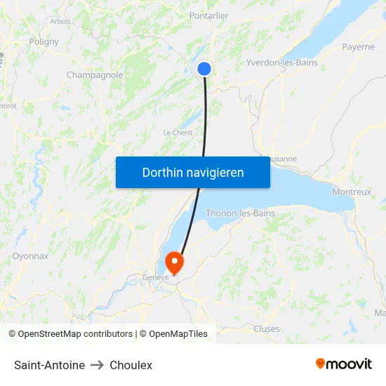 Saint-Antoine to Choulex map