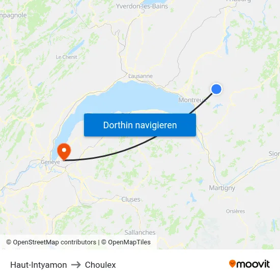 Haut-Intyamon to Choulex map