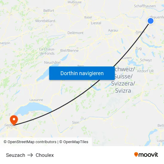 Seuzach to Choulex map