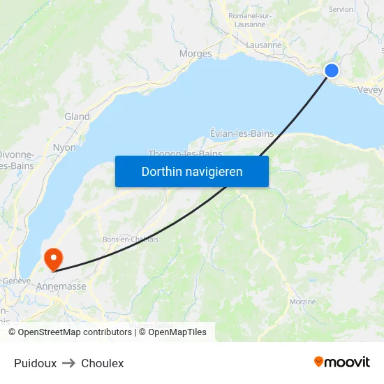Puidoux to Choulex map