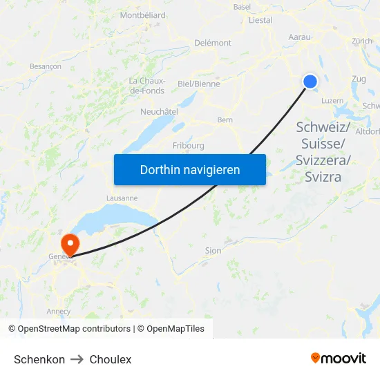 Schenkon to Choulex map