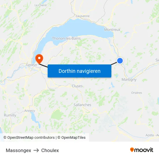 Massongex to Choulex map