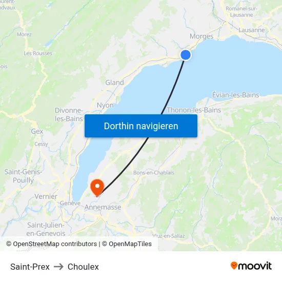 Saint-Prex to Choulex map