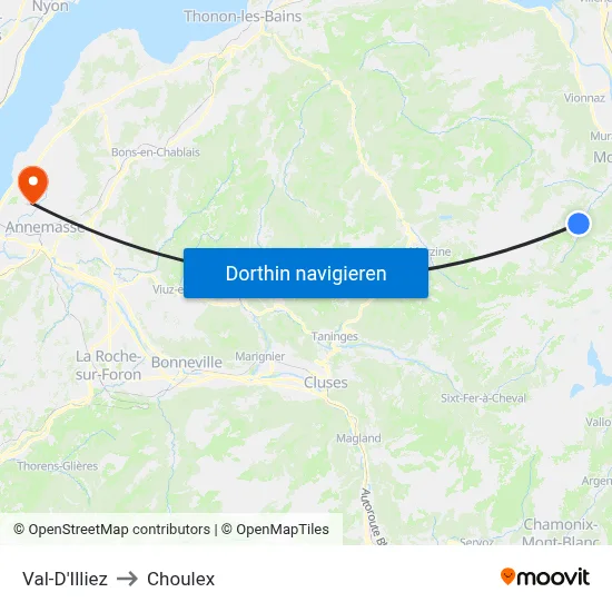 Val-D'Illiez to Choulex map
