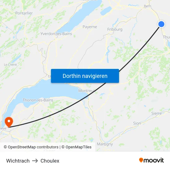 Wichtrach to Choulex map