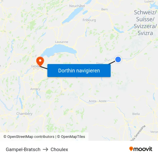 Gampel-Bratsch to Choulex map