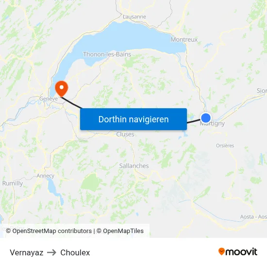 Vernayaz to Choulex map
