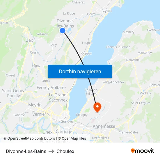 Divonne-Les-Bains to Choulex map